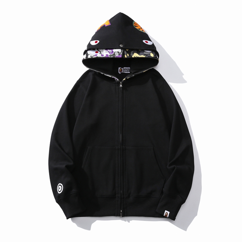 EM Sneakers BAPE US Limited Collection Shark Full Zip Double Hoodie Dray & Balck
