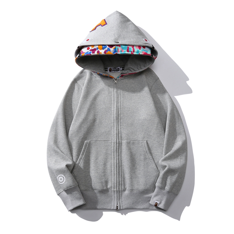 EM Sneakers BAPE US Limited Collection Shark Full Zip Double Hoodie Dray & Balck