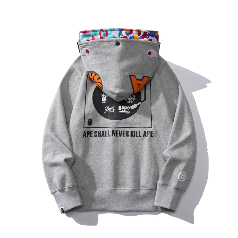 EM Sneakers BAPE US Limited Collection Shark Full Zip Double Hoodie Dray & Balck