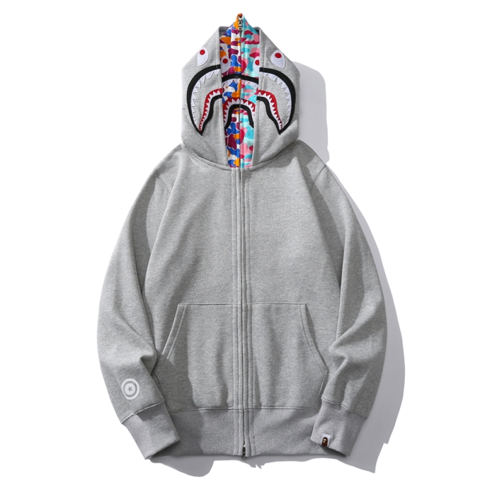 EM Sneakers BAPE US Limited Collection Shark Full Zip Double Hoodie Dray & Balck