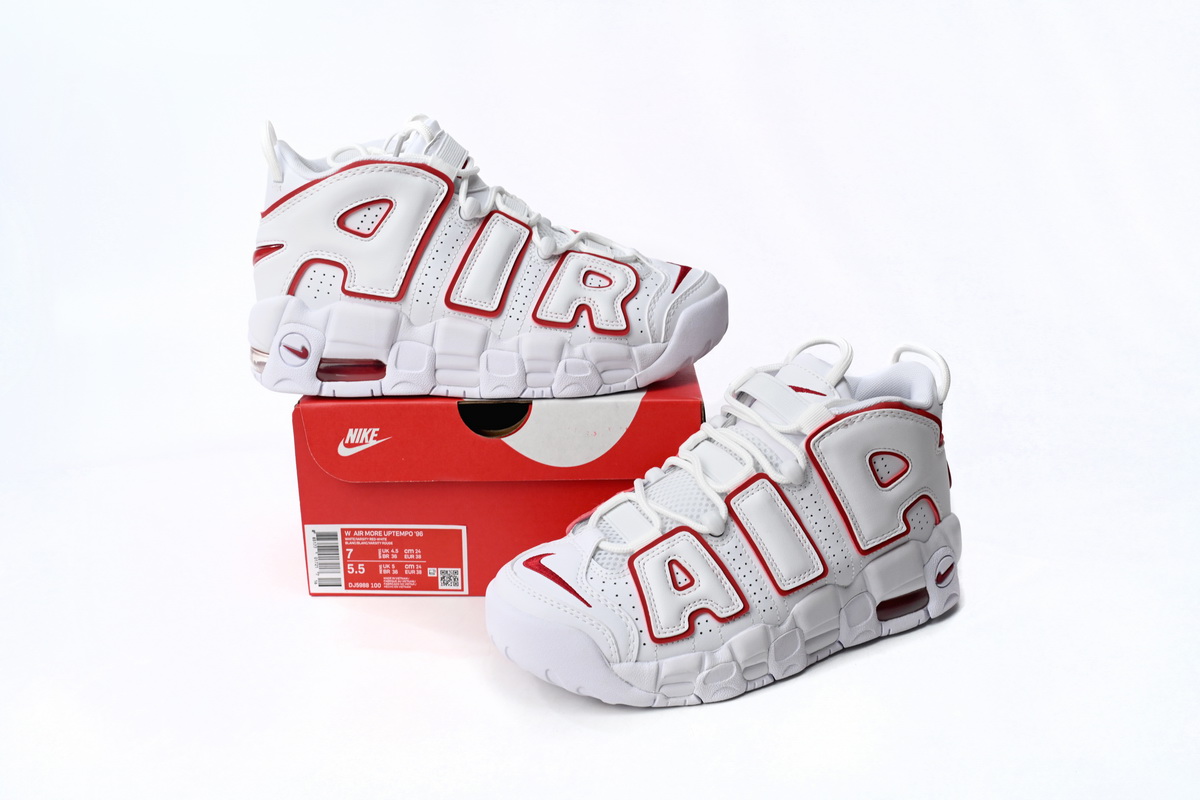 EM Sneakers Nike Air More Uptempo White Varsity Red Outline (GS)