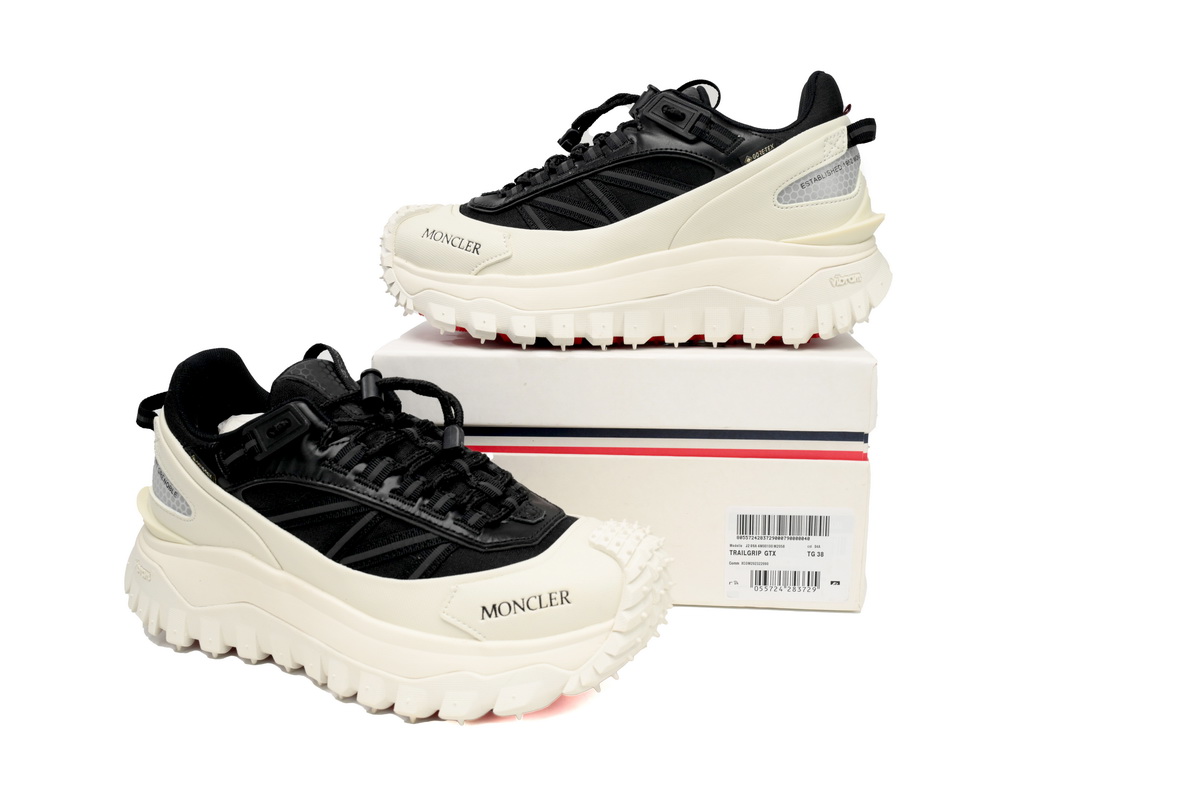 EM Sneakers Moncler Trailgrip Leather Black And White