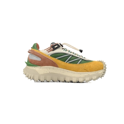 EM Sneakers Moncler Trailgrip Leather Black White Yellow Green 02