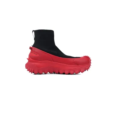 EM Sneakers Moncler Trailgrip Leather Black and Red 02