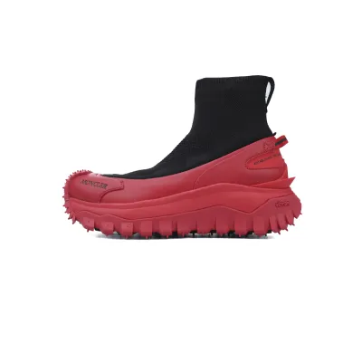EM Sneakers Moncler Trailgrip Leather Black and Red 01