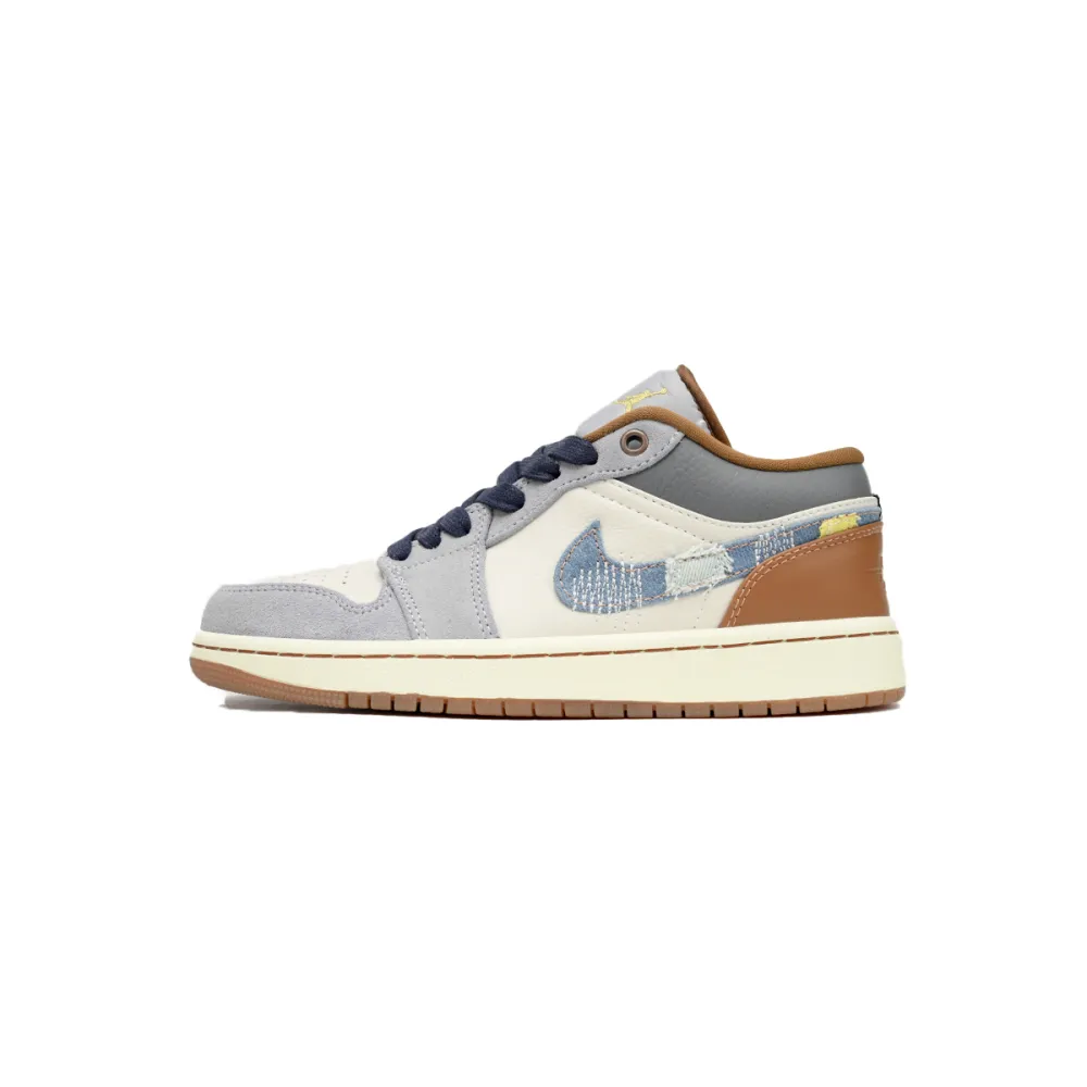 EM Sneakers Jordan 1 Low SE Phantom Repaired Denim Swoosh