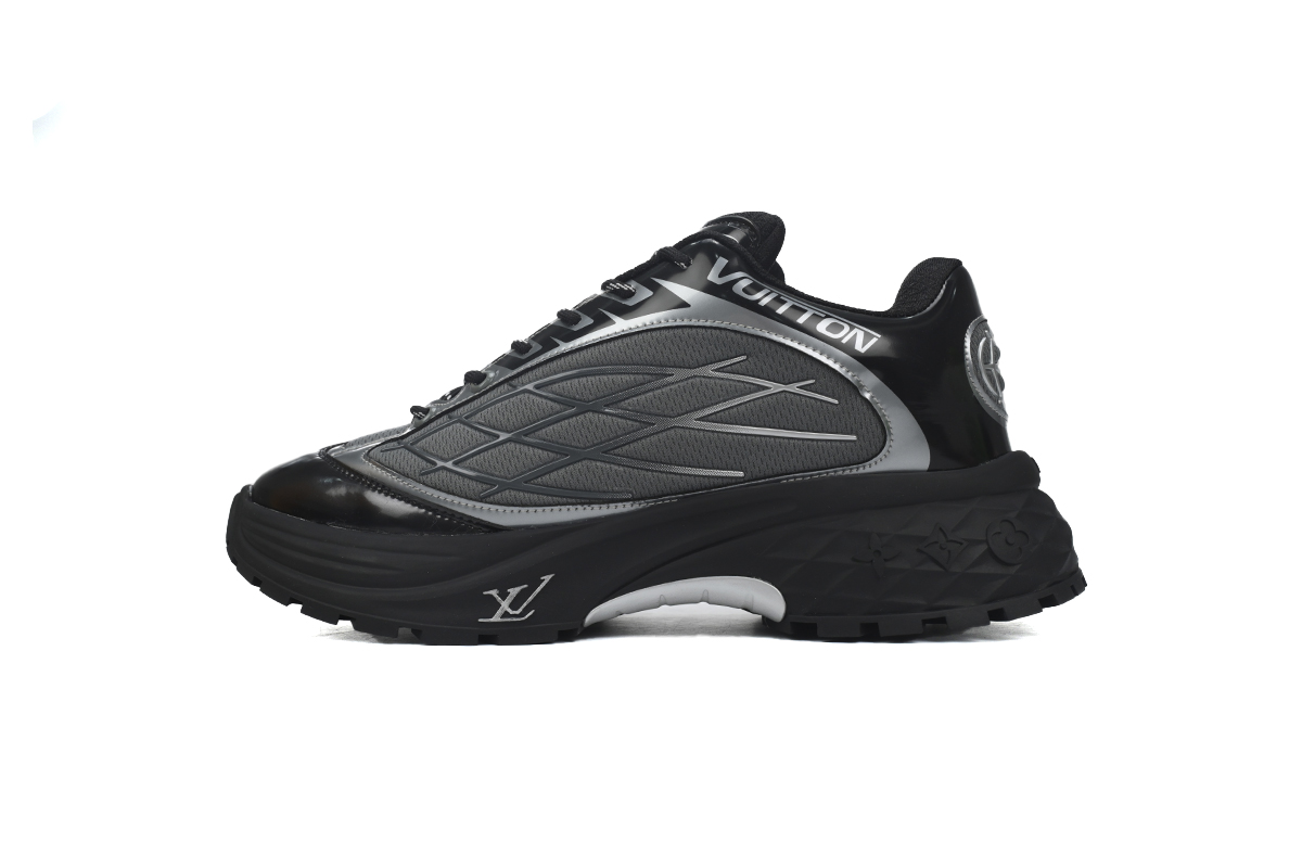 EM Sneakers Louis Vuitton Discovery Lace Up Black and White Silver