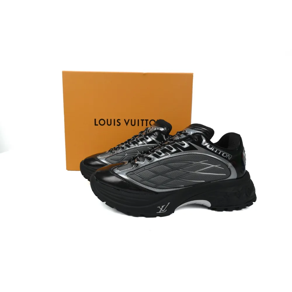 EM Sneakers Louis Vuitton Discovery Lace Up Black and White Silver