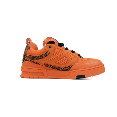 EM Sneakers Louis Vuitton LV Skate Sneaker Orange with Diamonds 02