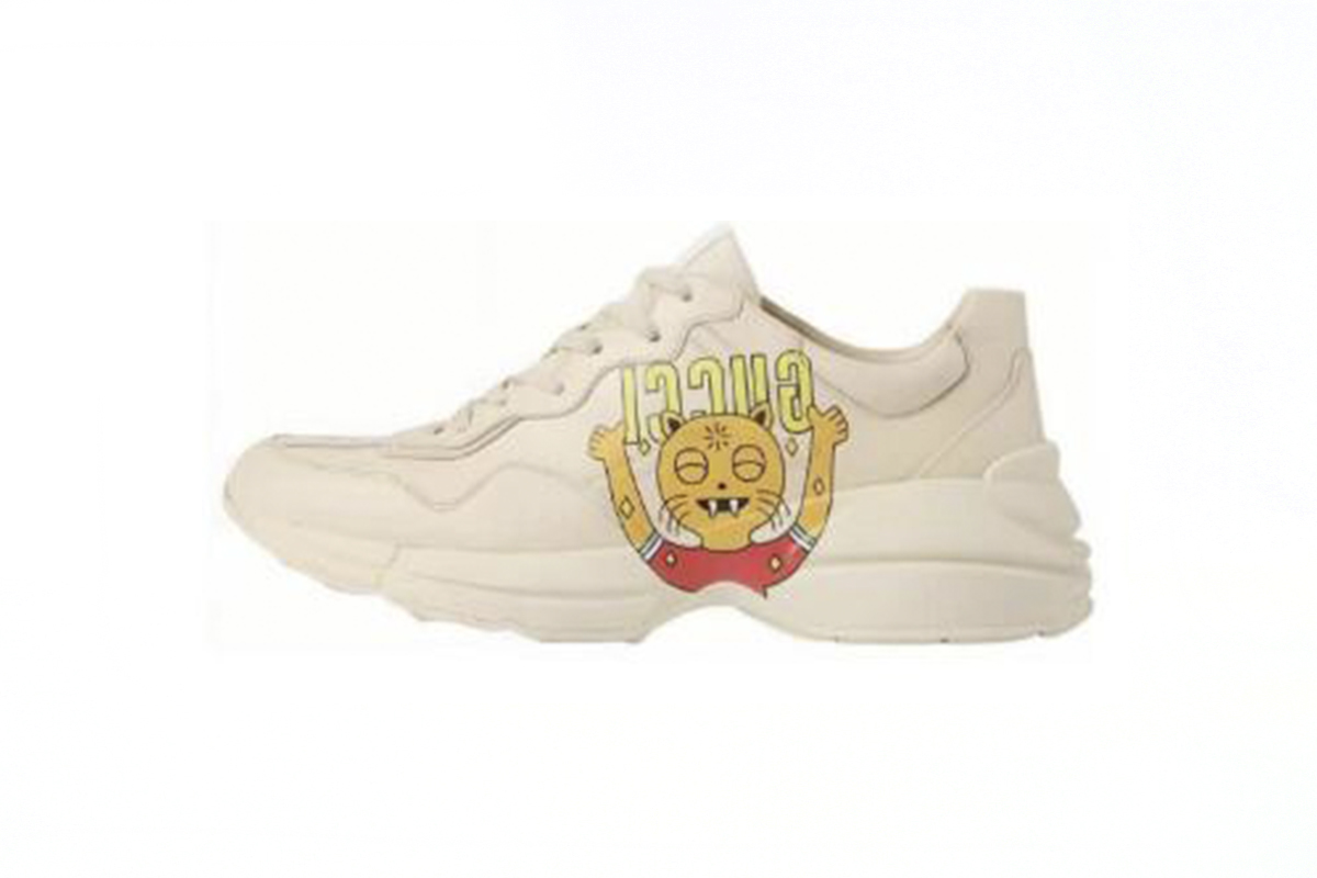 EM Sneakers Gucci Rhyton Cat Print Beige Multi