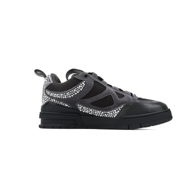 EM Sneakers Louis Vuitton LV Skate Sneaker Black Grey with Diamonds 02