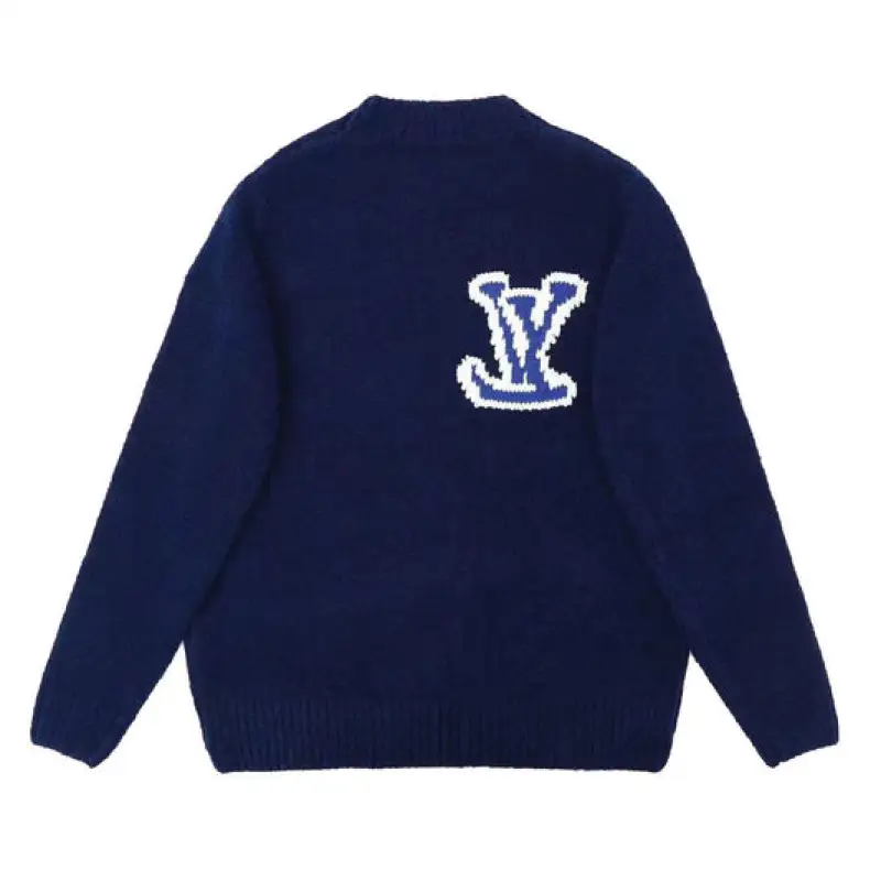EM Sneakers Louis Vuitton Taupe Intarsia Crewneck Sweater