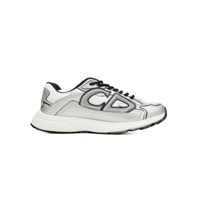 EM Sneakers Dior B30 White Mesh Silver-Tone Metallic Calfskin  02