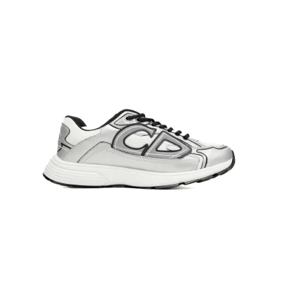 EM Sneakers Dior B30 White Mesh Silver-Tone Metallic Calfskin  02