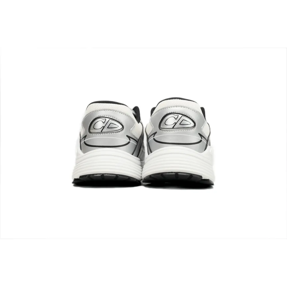 EM Sneakers Dior B30 White Mesh Silver-Tone Metallic Calfskin 