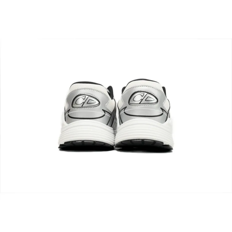EM Sneakers Dior B30 White Mesh Silver-Tone Metallic Calfskin 