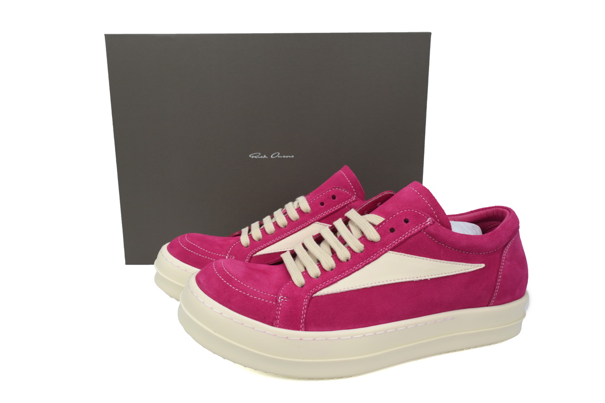 EM Sneakers Rick Owens EDFU Vintage Sneaks Velour Suede Hot Pink Milk White