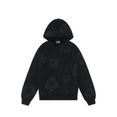 EM Sneakers Denim Tears The Cotton Wreath Hooded Sweatshirt Black Monochrome 01