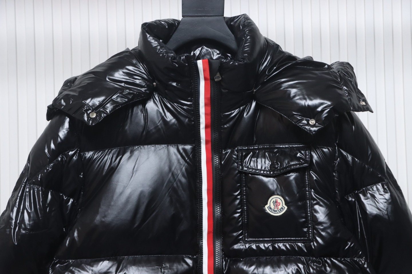 EM Sneakers Moncler Tricolor Web Down Jacket Black