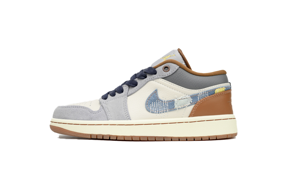 EM Sneakers Jordan 1 Low SE Phantom Repaired Denim Swoosh