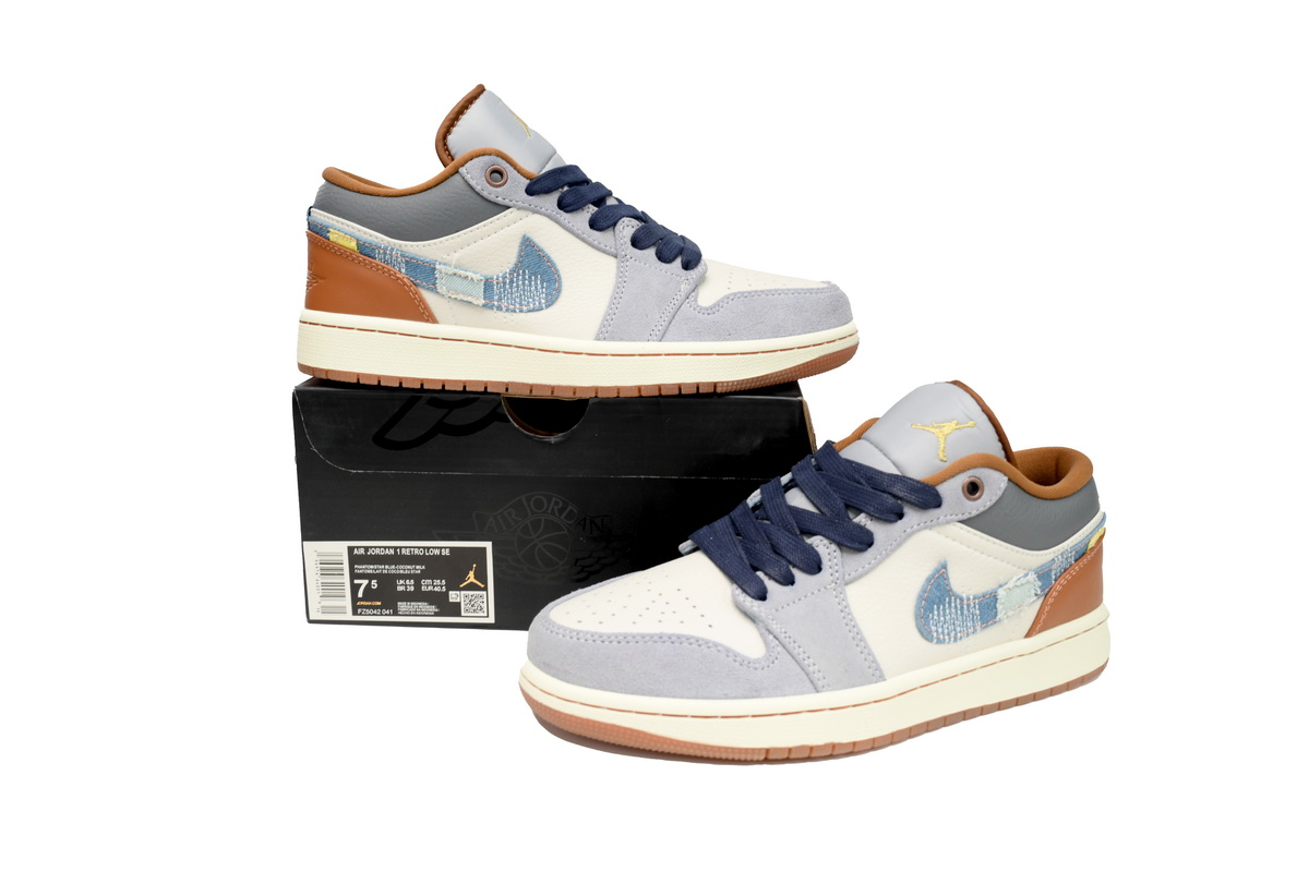 EM Sneakers Jordan 1 Low SE Phantom Repaired Denim Swoosh