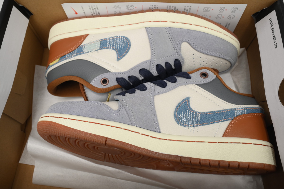 EM Sneakers Jordan 1 Low SE Phantom Repaired Denim Swoosh