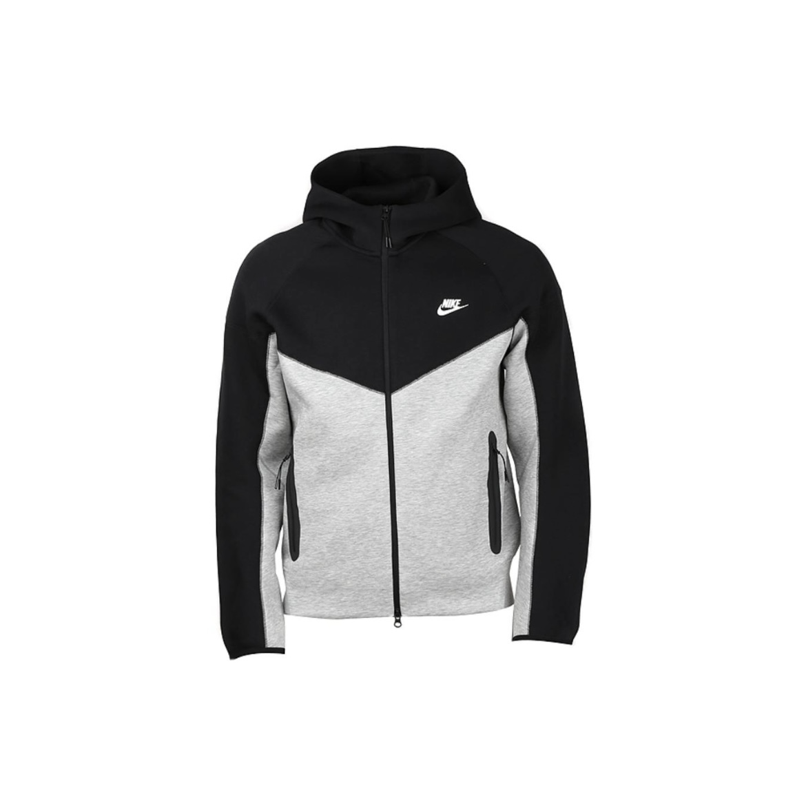 EM Sneakers Nike Sportswear Tech Fleece Full Zip Hoodie & Pant & Joggers Set Black and Gray Stitching