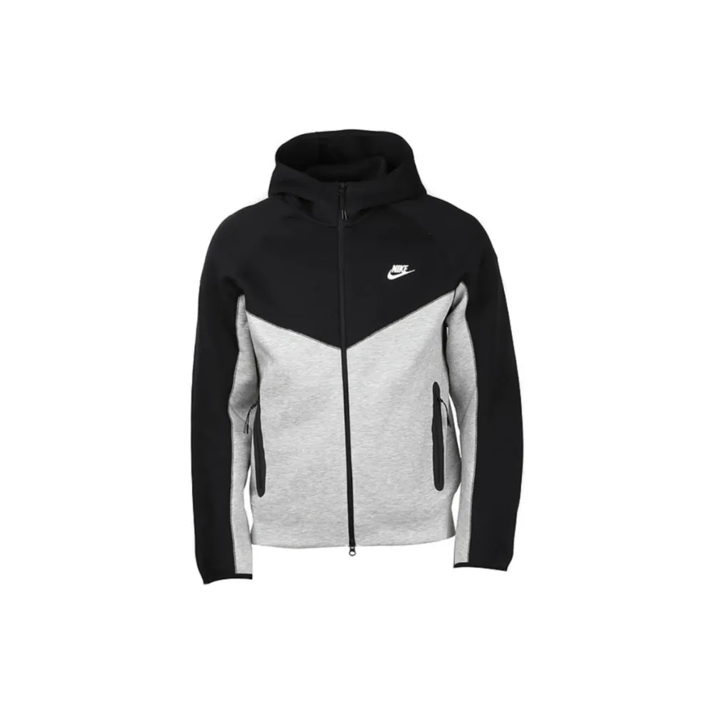 EM Sneakers Nike Sportswear Tech Fleece Full Zip Hoodie & Pant & Joggers Set Black and Gray Stitching