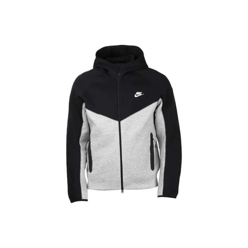 EM Sneakers Nike Sportswear Tech Fleece Full Zip Hoodie & Pant & Joggers Set Black and Gray Stitching