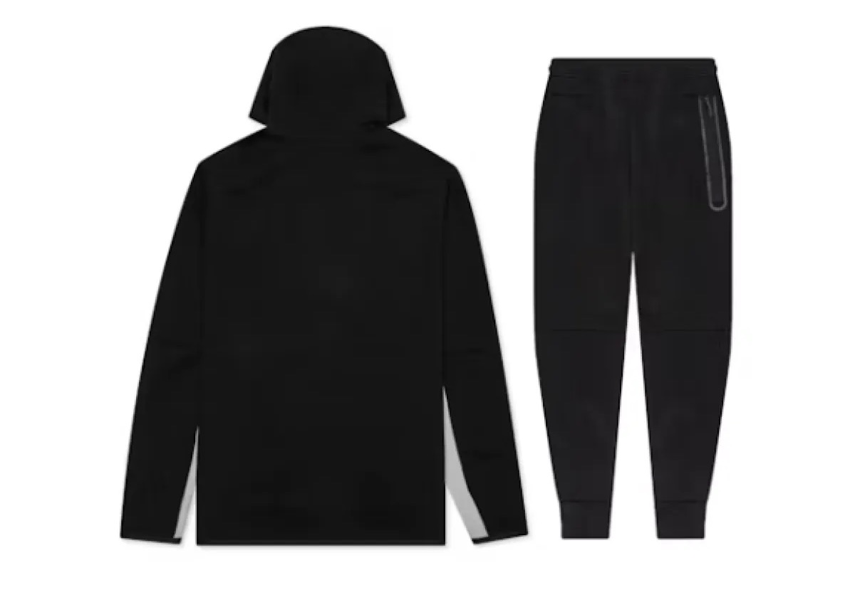 EM Sneakers Nike Sportswear Tech Fleece Full Zip Hoodie & Pant & Joggers Set Black and Gray Stitching