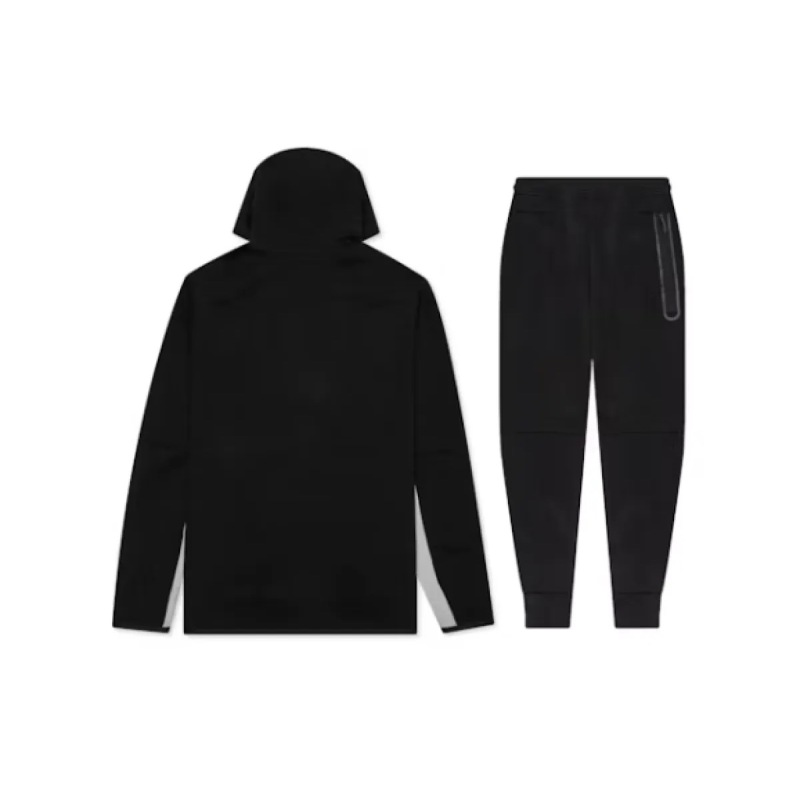 EM Sneakers Nike Sportswear Tech Fleece Full Zip Hoodie & Pant & Joggers Set Black and Gray Stitching