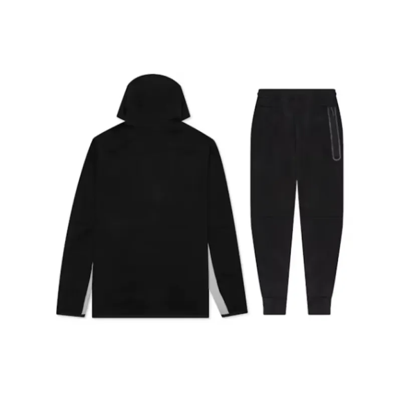 EM Sneakers Nike Sportswear Tech Fleece Full Zip Hoodie & Pant & Joggers Set Black and Gray Stitching
