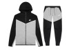 EM Sneakers Nike Sportswear Tech Fleece Full Zip Hoodie & Pant & Joggers Set Black and Gray Stitching