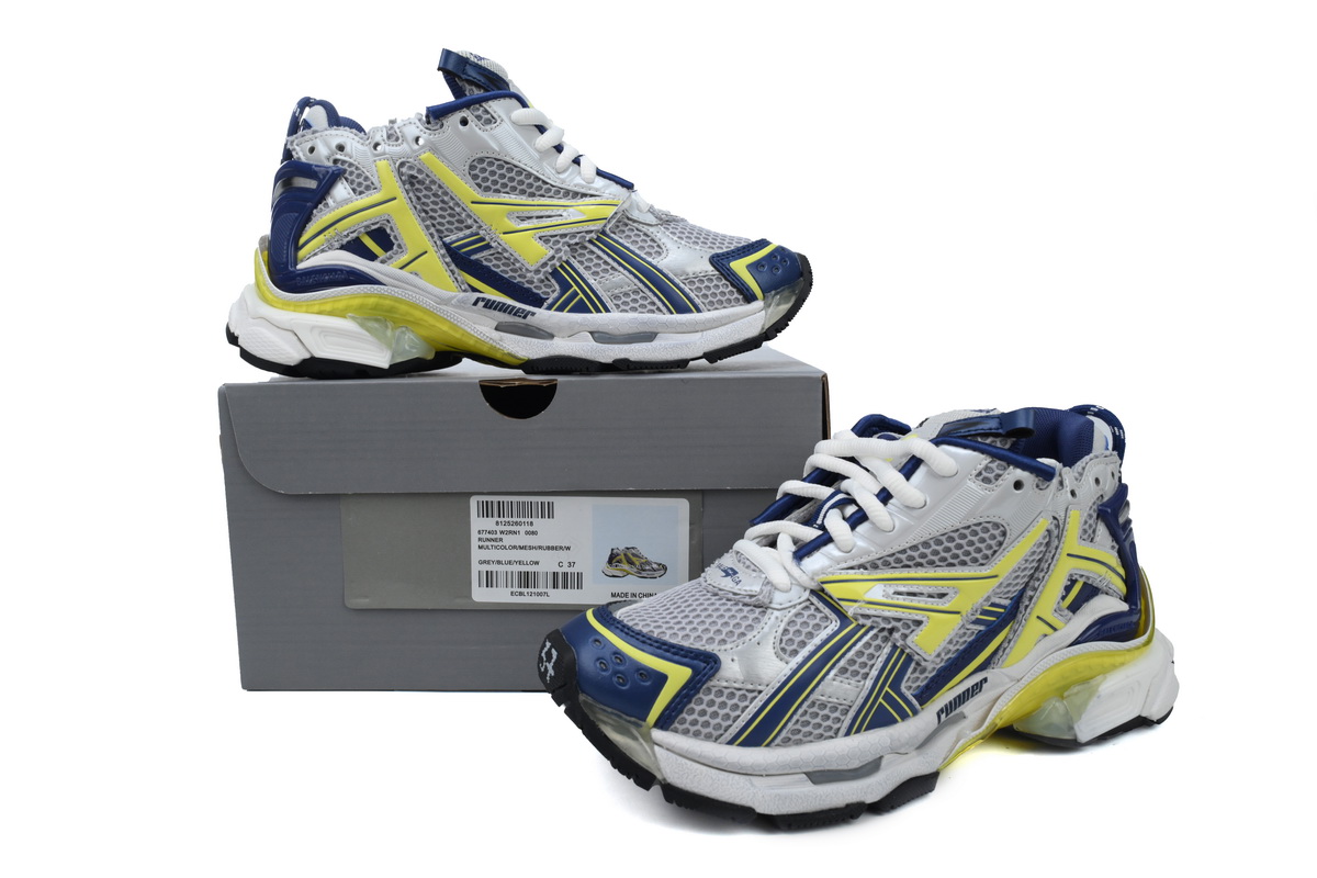 EM Sneakers Balenciaga Runner White Blue Yellow
