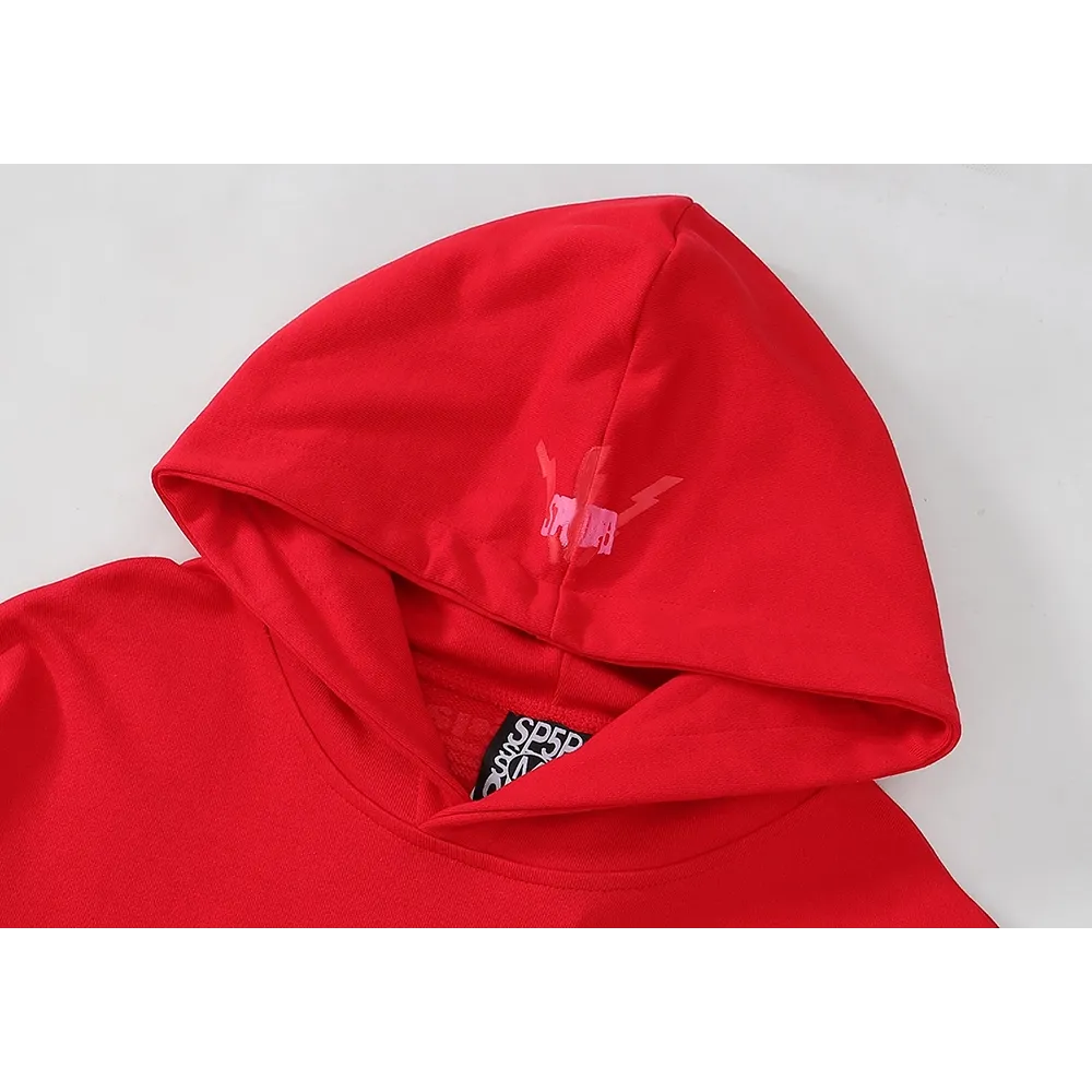 EM Sneakers Sp5der Worldwide Red Angel Number 555 Hoodie Red