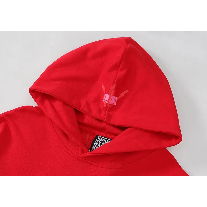 EM Sneakers Sp5der Worldwide Red Angel Number 555 Hoodie Red