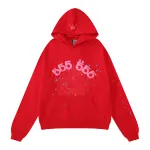 EM Sneakers Sp5der Worldwide Red Angel Number 555 Hoodie Red