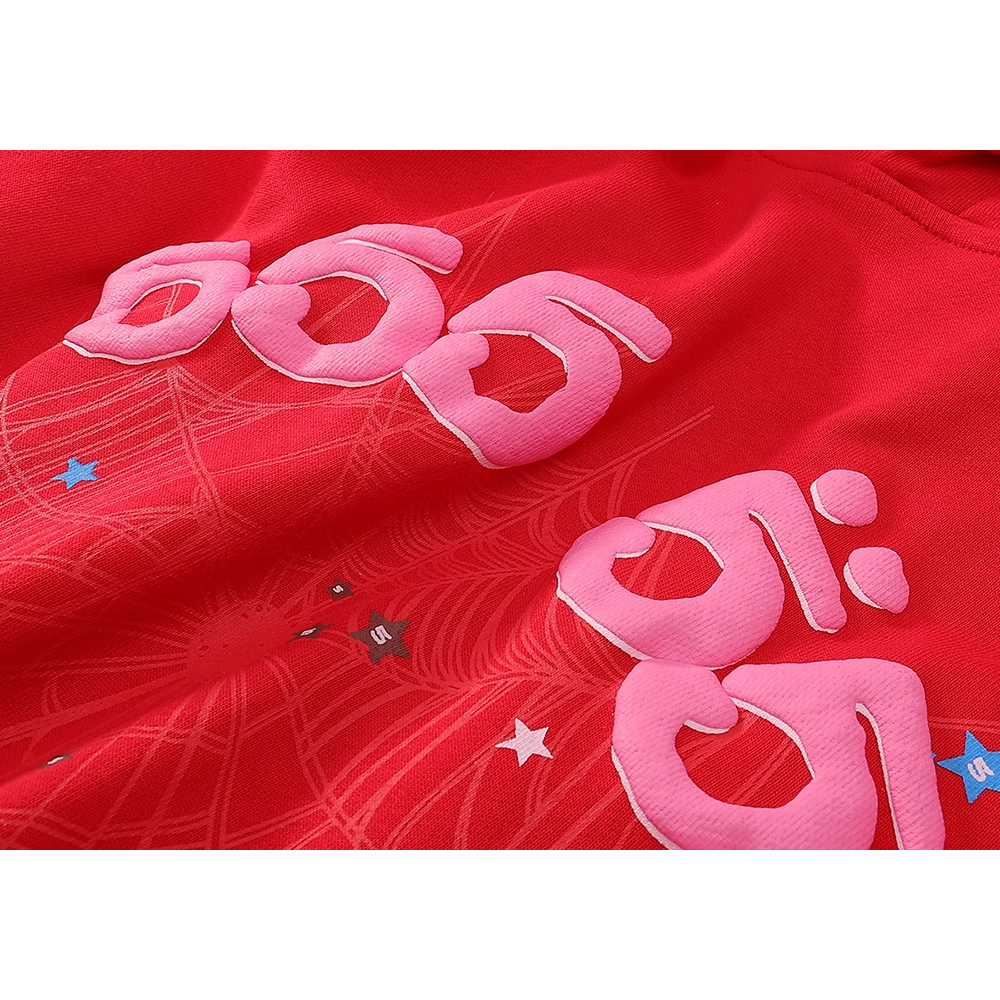 EM Sneakers Sp5der Worldwide Red Angel Number 555 Hoodie Red