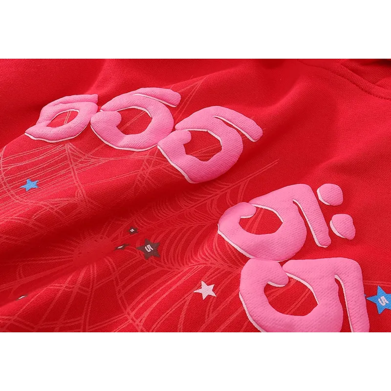 EM Sneakers Sp5der Worldwide Red Angel Number 555 Hoodie Red