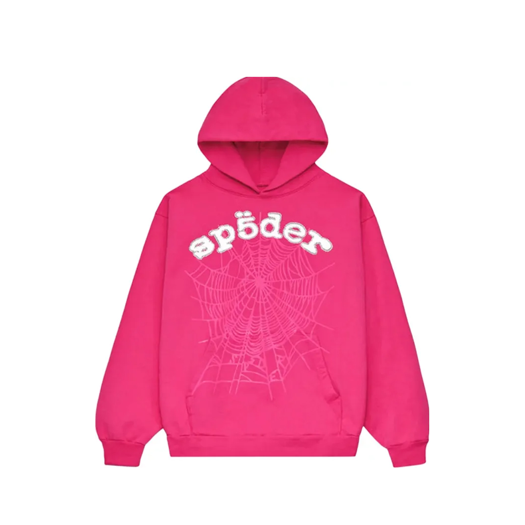 EM Sneakers Sp5der Legacy Hoodie Pink and White