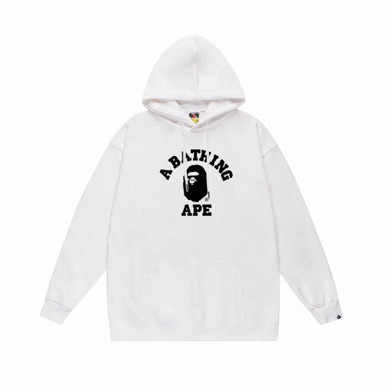 EM Sneakers BAPE College Overdye Pullover Hoodie White & Gray & Black