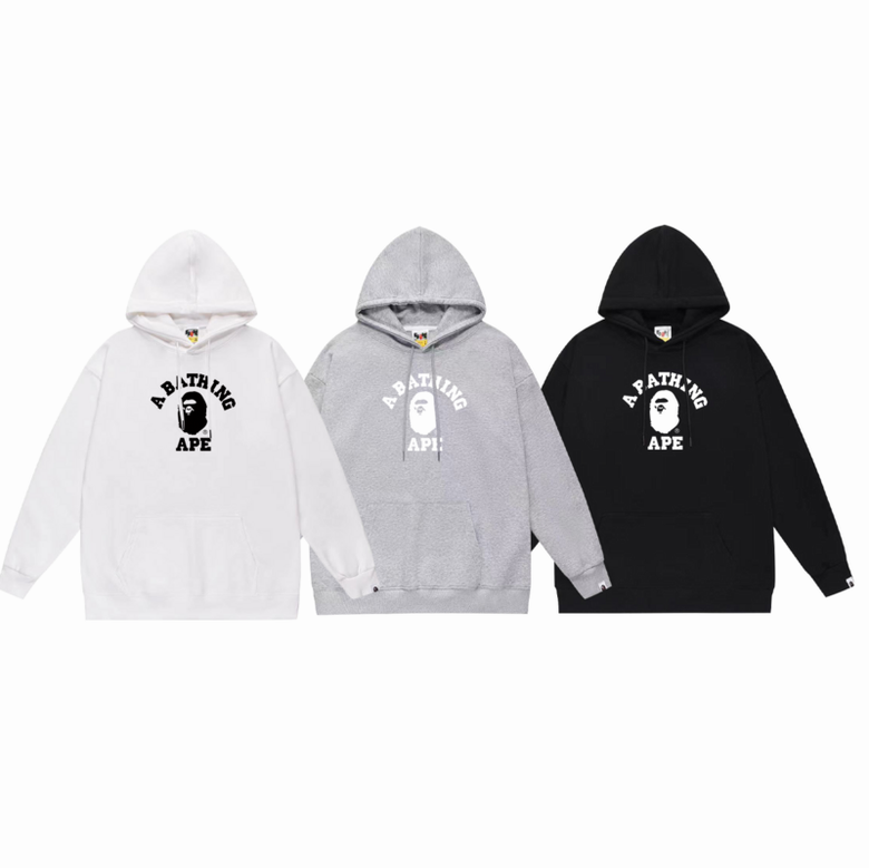 EM Sneakers BAPE College Overdye Pullover Hoodie White & Gray & Black