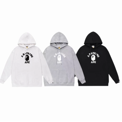 EM Sneakers BAPE College Overdye Pullover Hoodie White & Gray & Black 01