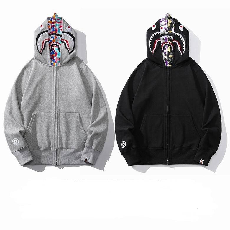EM Sneakers BAPE US Limited Collection Shark Full Zip Double Hoodie Dray & Balck