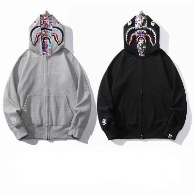 EM Sneakers BAPE US Limited Collection Shark Full Zip Double Hoodie Dray & Balck 01
