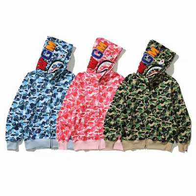 EM Sneakers BAPE ABC Camo Shark Full Zip Hoodie Blue & Pink & Green 01