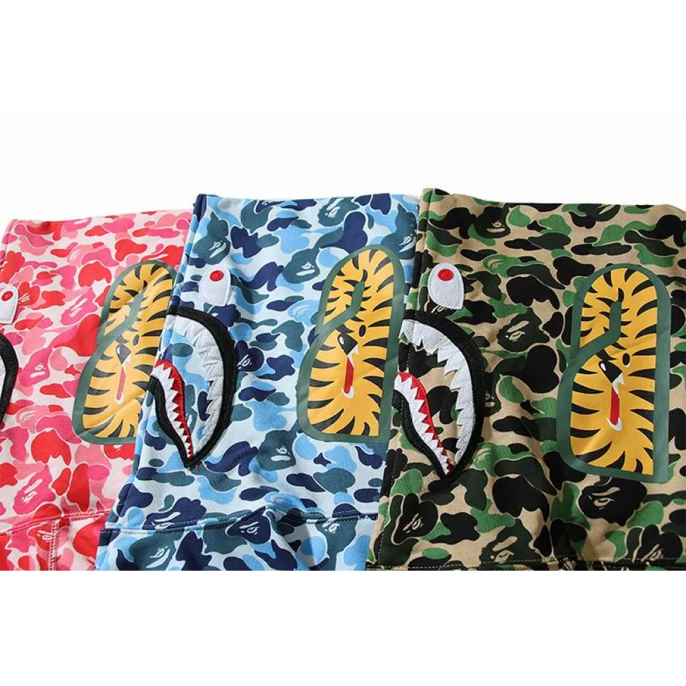 EM Sneakers BAPE ABC Camo Shark Full Zip Hoodie Blue & Pink & Green