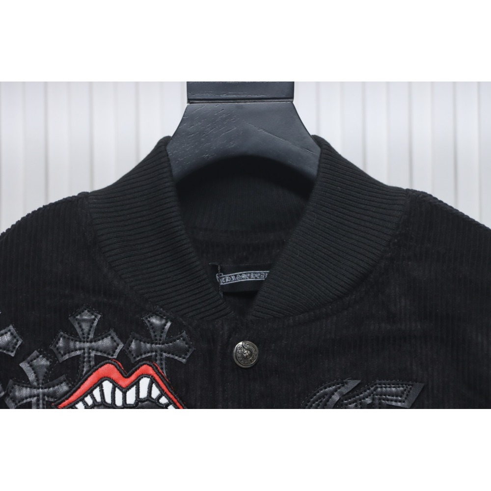 EM Sneakers Chrome Hearts Catwalk Embroidered Lips Patchwork Leather Baseball Jacket