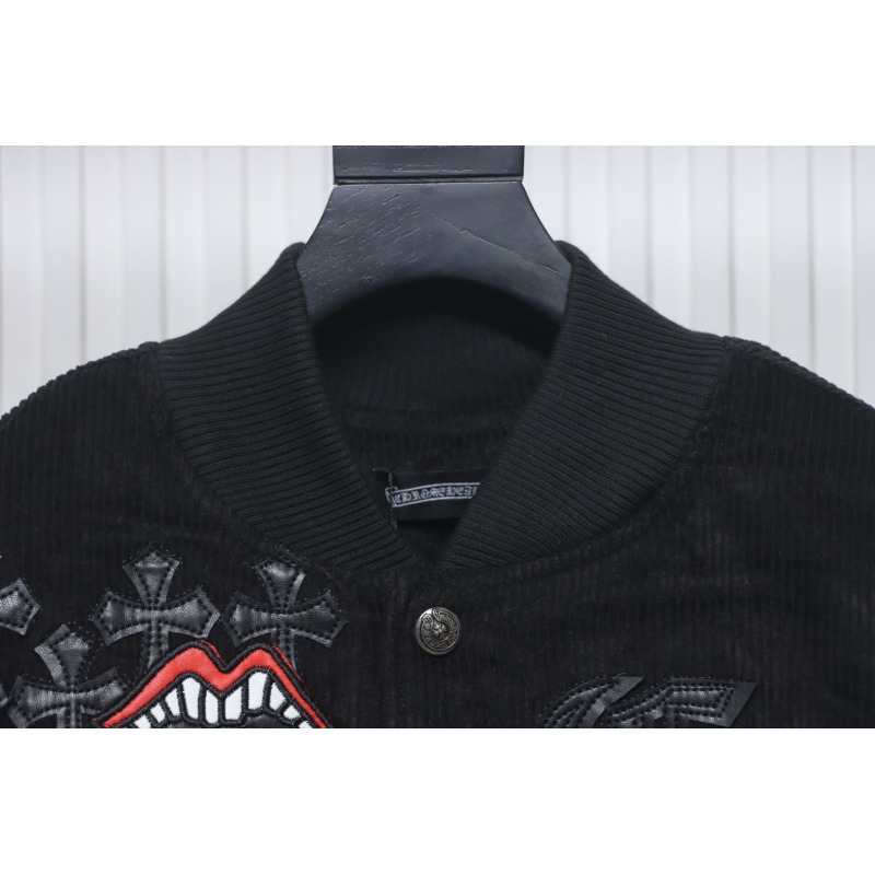 EM Sneakers Chrome Hearts Catwalk Embroidered Lips Patchwork Leather Baseball Jacket
