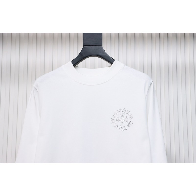 EM Sneakers Chrome Hearts Heavy Industry High Temperature Hot Diamond Long Sleeve 24SS White